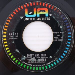 Bobby And Billy – One Step Down / You're Sorry - 1960 45 rpm 7" Record UA 247